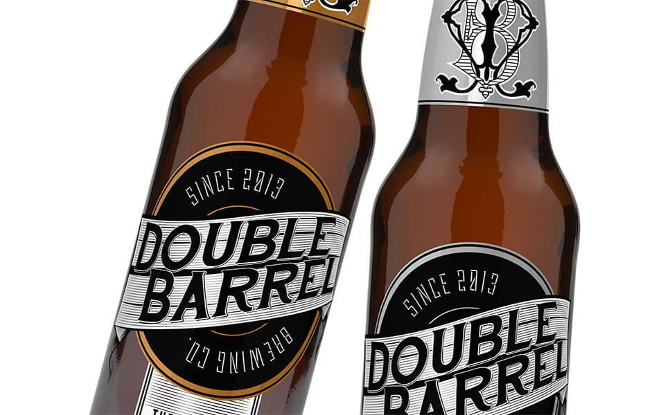 Double Barrel Brewing Co. label design.